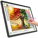 TOHETO A4 Light Board for Diamond Painting, Super Bright Magnetic Light Pad with Side Buttons, Lightbox for Tracing and Drawing, Corded Light Table for Sketching, Animation, Weeding Vinyl (Black)