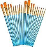 Soucolor Acrylic Paint Brushes Set, 20Pcs Round Pointed Tip Artist Paintbrushes for Acrylic Oil Watercolor Canvases Rock Body Face Nail Miniature Detailing Drawing Art Supplies