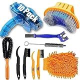 QeeHeng 10pcs Bike Cleaning Kit, Bicycle Clean Brush Tool Including Chain Cleaner for Cycling,Bike Chain Cleaner Brush Suitable fo Mountain/Dirt/MT/Road/BMX Bike