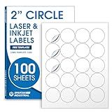 2" Printable Round Labels for Laser and Inkjet Printers - 2000 Blank Labels, 100 Sheets for Thank You Stickers, Price Tags, QR Codes, Business Logos - Spartan Industrial Template C004