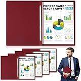 Dunzoom 5 Pcs 8.5 x 11 Inch Pressboard Report Cover, 3'' Capacity, Presentation Binder Folder with Metal Prong for Business, Presentations, Contract, Proposal and Other Documents Management (Burgundy)