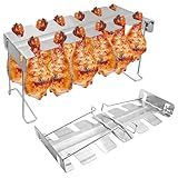 BaokiTook Drumstick Holder-2 Sets Chicken Leg Holder for Grill, 12 Slots Durable Stainless Steel Drumstick Rack, Drumstick Holder Roaster Stand for Smoker Grill, Oven, BBQ Accessories
