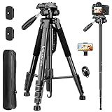 Tripod for Camera, 72" Tall Camera Tripod Monopod with Remote, Professional Heavy Duty Compact Camera Stand for Phone,DSLR, Spotting Scope, Telescope, Binocular