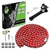 XIKOBY 25H Chain 132 Link with Chain Tensioner Breaker Kit Compatible with Razor MX650 MX500 RSF650 SX500 Mcgrath Electric Dirt Bike MY1020 Motor Mini Pit Bike Rocket Scooter Motocross Moped Parts Red