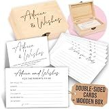 WOODAMORE Baby Shower Advice Cards for Baby Shower, Advices and Wishes Box | Advice card box for baby shower decor for boy girl, baby shower games idea