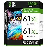 Printer Ink 61 61XL Black Compatible for HP 61 Black Ink Cartridge Work for Envy 4500 5530 4502 5535 Officejet 4630 4632 4635 DeskJet 2540 1010 3050a Printer Ink Cartridges(2 Black)