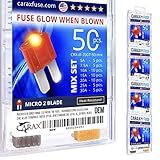 CARAX Premium Fuse Micro 2 Blade APT/ATR Smart Auto Glow When Blown Fuse Mix 50 pcs.
