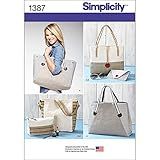 Simplicity 1387 Assorted Tote Bag, Purse, and Clutch Sewing Patterns, One Size Only