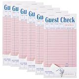ZPARIK 6 Pack Pink Guest Checks Books for Servers Server Note Pads, Waiter Checkbook, Waitress Notepad for Restaurants, Paper Checks 50 Sheets/Pack, 300 Total Tickets