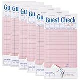 ZPARIK 6 Pack Pink Guest Checks Books for Servers Server Note Pads, Waiter Checkbook, Waitress Notepad for Restaurants, Paper Checks 50 Sheets/Pack, 300 Total Tickets