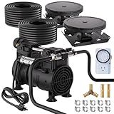 HQUA PAS20 Pond & Lake Aeration System for Up to 3 Acre, 3/4 HP Compressor + Two 100' Weighted Tubing + 2 Diffusers