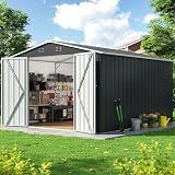 DAUSOLA 8x12 FT Outdoor Storage Shed, Metal Garden Tool Sheds for Backyard