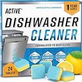 Dishwasher Cleaner And Deodorizer Tablets - 24 Pack Deep Cleaning Descaler Pods for Dish Washer Machine, Heavy Duty, Septic Safe, Natural Limescale Remover, Calcium, Odor, Smell - 12 Month Supply
