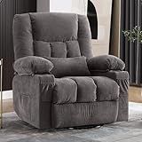 BOSMILLER Massage Swivel Rocker Recliner Chair with Vibration Massage and Heat Ergonomic Lounge Chair for Living Room with Rocking Function and Side Pocket, 2 Cup Holders, USB Charge Port