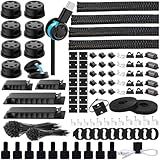 ELII 328Pcs Cable Management Kit, 8 Magnetic Cable Holder,69Adhesive Cable Clips,4 Cable Sleeve Split,22Reusable Cable Strap,200 Nylon Cable Zip Ties with 25 Mounts TV Office (Black)