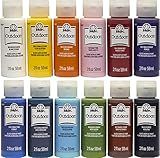 FolkArt Outdoor Gloss Acrylic Craft Paint Set Designed for Beginners and Artists, Non-Toxic Formula Perfect for Rock Designing, Twelve Bottles, 2 oz, 24 Fl Oz