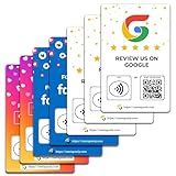 NFC Business Cards 7 Pack – Contactless Smart Tap & QR Code – Compatible with Social Media & Online Review Platforms – Reusable Feedback Tool for Restaurants, Local Businesses – Works with All Phones