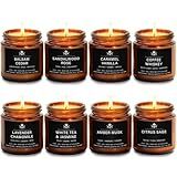 8 Pack Soy Wax Scented Candles Gift Set, Aromatherapy Candles with Lavender Chamomile, Citrus Sage, Caramel Vanilla, Coffee Whiskey, Long Lasting Stress Relief Candle, Unisex Home & Gift Set