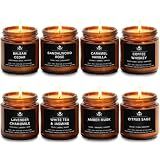 8 Pack Soy Wax Scented Candles Gift Set, Aromatherapy Candles with Lavender Chamomile, Citrus Sage, Caramel Vanilla, Coffee Whiskey, Long Lasting Stress Relief Candle, Unisex Home & Gift Set for Men