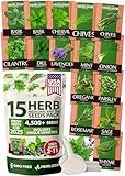 HOME GROWN 15 Herb Seeds for Planting 4,500+ Non-GMO Heirloom Seeds | Extra Large Variety Pack Herb Kit – Indoor Outdoor & Hydroponic | Culinary Seed Set | Grow Your Own Herbs | Gardening Gift