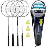 Triumph Sports Badminton Set for Backyard & Outdoors with 4 Steel Rackets, 3 Badminton Birdies & Carry Bag – Ultimate Outdoor Game Set for Backyards, Beaches, Camping & Tailgating