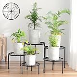 Linpla 5-Pack Decent Metal Plant Stands, Heavy Duty Flower Pot Stands for Multiple Plant, Anti-Rust Iron Plant Pot Shelf, Decoration Racks for Home Indoor and Outdoor (5 Pack Black)