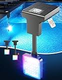 LightHacker Solar Pool Lights for Inground Pools,Upgraded Solar Lights with LCD Pool Thermometer, Underwater Submersible Led Light for Pool Accessories, Swimming Pool Lighting with 10 Light Modes, 1PC