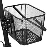 iblkeoTo Scooter Basket Extra Large 130lb Loading Capacity Removable Front basket for Man Adult with Water Holder Heavy Duty Quick Release Iron Mesh Basket with Handle Easy Assembly & Portable