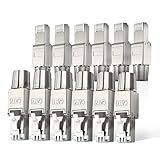NataLink Cat7 Cat6A RJ45 Connector 12-Pack, Tool-Free Zinc Alloy Shielded Ethernet Termination Plugs for Cat7 up to 23AWG Solid Bulk S/FTP Ethernet Cable