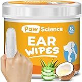 Paw Science Dog Ear Cleaner Wipes – Finger Wipes for Dogs & Cats – Cleaning, Soothing, & Deodorizing Itchy Ears – Pet Ear Relief Solution (Coconut)