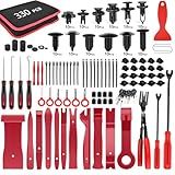 GOOACC 330Pcs Trim Removal Tool, Auto Push Pin Bumper Retainer Clip Set Fastener Terminal Remover Tool Adhesive Cable Clips Pry Kit Car Panel Radio Removal Auto Clip Pliers, Red