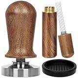 Y-Step 51mm Espresso Tamper Set, 30 lb Consistent Pressure Calibrated Coffee Tamper with Spring Loaded, Silicone Mat, Coffee Stirrer Espresso Distribution Tool, Wooden Barista Kit for Espresso Machine