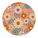 QUICQOD Retro 70s Hippie Groovy Daisy Flowers Floral Mouse Pad,Non-Slip Rubber Base Mousepads for Home Office Dorm Desk Decor,8.7 x 8.7 Inches