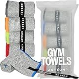 Acteon Microfiber Gym Towels 5 Pack, Quick Dry Silver ION Odor-Free Sweat Towel, Super Absorbent Fast Drying for Men & Women, Workout, Yoga, Running, Hiking, Travel – 16x30.5 Inch