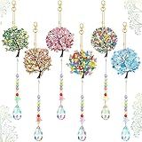 Burbell 6 Pcs Tree of Life Diamond Art Suncatchers Kits for Adults Double Sided Tree of Life Diamond Painting DIY Dream Catcher Kit Wall Decor Wind Chimes for Adults, 6 Styles