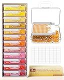 Redtwo 3-in-1 Diamond Painting Storage Containers Trays-12pcs, Unique Two Layers Diamond Art Accessories Trays with Lids, Beads & Drills Storage & Line-Up, with 143 Labels and 1 Rack