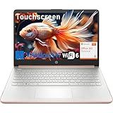 HP Touchscreen Laptop Computer for Student Home Study, 1-Year Office 365, Intel Processor, WiFi 6, Bluetooth 5.4, 14 inch Display, Webcam, Type-C, HDMI, Pale Rose Gold, Windows 11 S