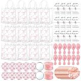 Ferrochef 12 Sets Pink Ballerina Party Favors Dance Back to School Gifts Bulk Dance Birthday Party Supplies with Scrunchies Hair Brush Card Compact Mirror Bracelet Bags Ballerina Team Gifts for Women
