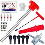 Quick Change Tire Valve Tool Kit,Tire Valve Stem Core Quickly Replacement Tool Kit,Perfect Tool for Replacing Leaky Valves in Cars,ATVs,Trucks,Motorcycles, etc.with 5 TR413 Valve,4-Way Valve Tool