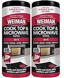 Weiman Glass Cooktop and Microwave Wipes - 2 Pack - Cleaner for Daily Use Professional Home Kitchen Cooktop Cleaner and Polish Use on Induction Ceramic Gas Portable Electric - 60 Wipes Total