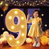 Marquee Numbers 3 Feet Tall Large Light Up Numbers 9th 90th On Cloud 9 Birthday Decorations Girl Boy Big Yellow Light Outdoor Anniversary Decorations Balloon Arch Kit Party Backdrop 9