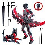 ROBTDUUMY T13 3D Action Figure Set (Assembly Completed),Dummy Robot Titan 13 Action Figures,3D Printed Toys Multi-Jointed Movable (Black/Red)