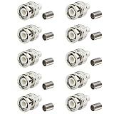 DUOGIMZ BNC Male Crimp Connector, 50 Ohm BNC Male Coax Connectors for RG8X 4D-FB LMR240 Coaxial Cable (10 pcs)