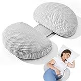 Tinkerz Pregnancy Pillow for Sleeping Memory Foam Pillow for Side Sleeper, Maternity Pillow Support for Back, Belly, HIPS for Pregnant Women, Portable and Adjustable Travel Wedge Pillows Grey