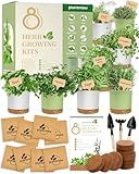8 Herb Garden Kit - Non-Toxic BPA-Free Pots, Organic Seeds & Complete Growing Set - Elegant Indoor Herb Planter for Kitchen, Unique Housewarming & Birthday Gifts for Women, Mom, Retirement
