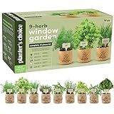 Planters' Choice 9 Herb Indoor Window Garden Kit - Birthday Gifts - House Plants Seeds - Best Unique Gift Ideas for Women, Mom, Friend, Her, Housewarming, Mother - Live Plant Starter, Gardening Lovers