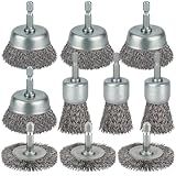 WENORA 10 Pcs Wire Brush for Drill, Coarse Carbon Steel Crimping Wire Wheel Brush, 1/4 Inch Hex Shank, Wire Cup Brush Drill Bit for Cleaning Rust, Stripping and Abrasive