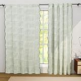 Ridhi Green Stripe Floral Cotton Scallop Curtain Panel, 84 Inch, 1-Pack
