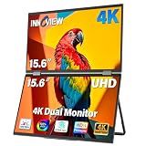 InnoView Portable Dual Monitor 15.6" 3840x2160P 4K 100% sRGB | Owl Eye Vision - Foldable Design with 315° Screen Adjustment, 180° Stand | DP/USB-C/HDMI, Dual Screen Extender for Laptop, Mac, Windows
