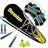 Senston Carbon Composite Badminton Rackets for Beginners - Complete 2-Player Kit with Bag | Lightweight & Easy to Use | Backyard, Park, Indoor Outdoor Play